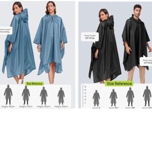 Hooded Rain Poncho- Set of 2- Unisex